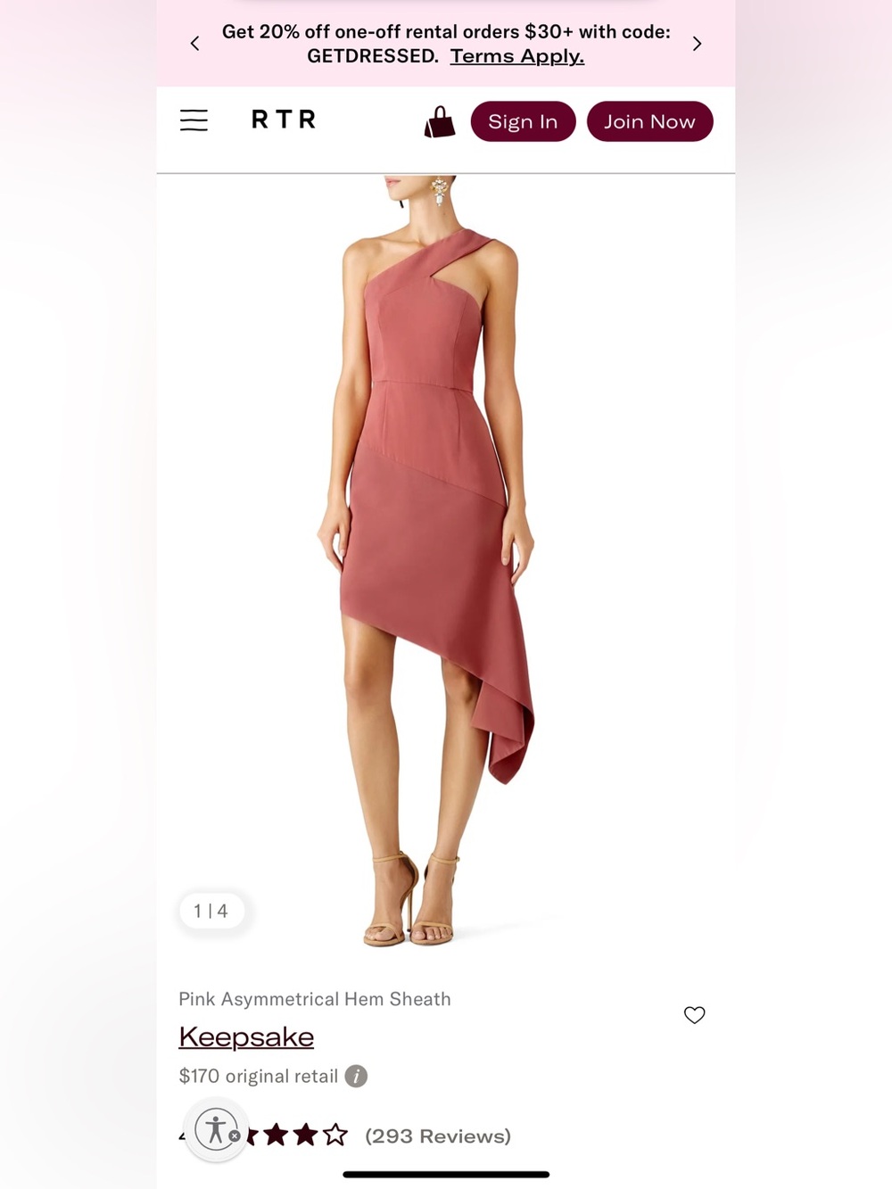 KEEPSAKE-One-Shoulder Asymmetrical Hem Dress in Dusty Rose